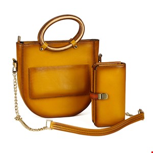 کیف دوشی چرم دسته چوبی